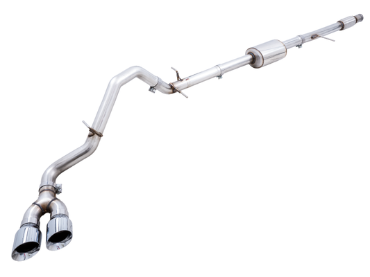 AWE Tuning 4th Gen GM 1500 5.3L 0FG Catback Dual Side Exit (Flat Bumper) - Chrome Tips - eliteracefab.com