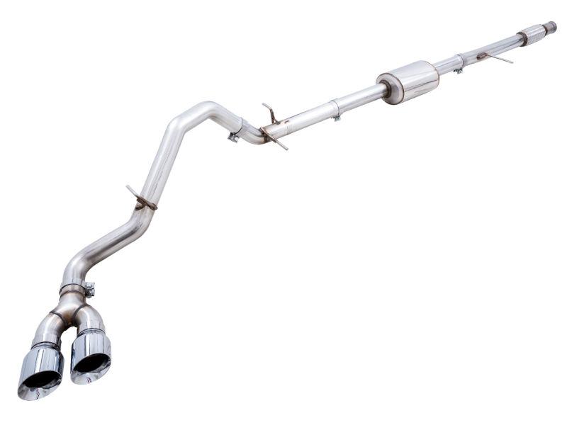 AWE Tuning 4th Gen GM 1500 5.3L 0FG Catback Dual Side Exit (Flat Bumper) - Chrome Tips - eliteracefab.com