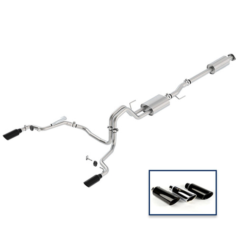 Ford Racing 15-18 F-150 5.0L Cat-Back Sport Exhaust System - Rear Exit Black Chrome Tips Ford Racing