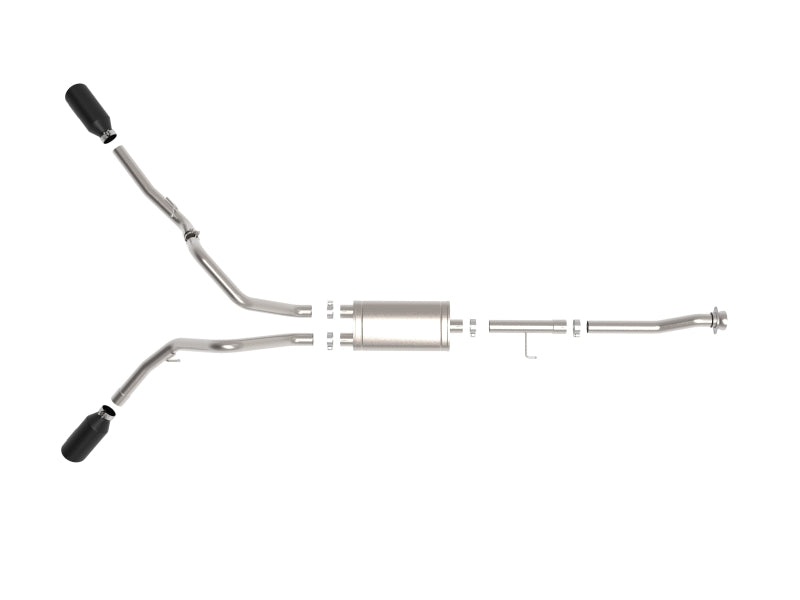 aFe Vulcan 3in 304 SS Cat-Back Exhaust 2021 Ford F-150 V6 2.7L/3.5L (tt)/V8 5.0L w/ Black Tips aFe