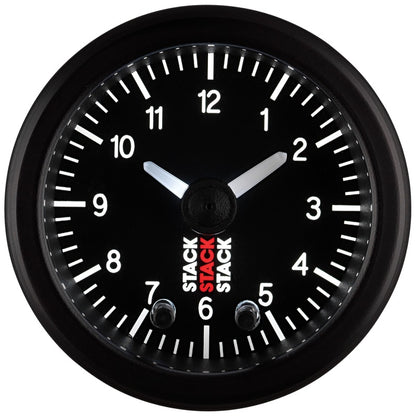 Autometer Stack Analog Clock Gauge - Black ST3317
