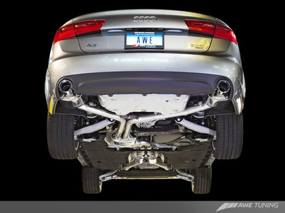 AWE Tuning Audi C7 A6 3.0T Touring Edition Exhaust - Dual Outlet Chrome Silver Tips - eliteracefab.com