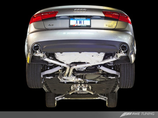 AWE Tuning Audi C7 A6 3.0T Touring Edition Exhaust - Dual Outlet Chrome Silver Tips - eliteracefab.com