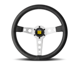 Momo Prototipo Steering Wheel 350 mm - Black Leather/White Stitch/Brshd Spokes PRH35BK0S