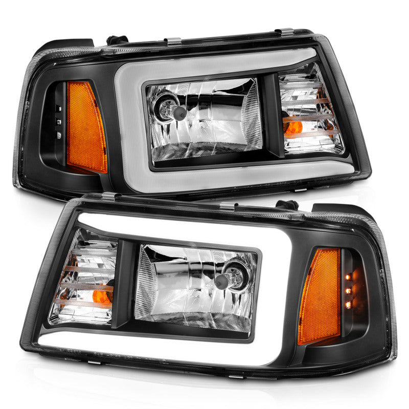 ANZO 2001-2011 Ford Ranger Crystal Headlights w/ Light Bar Black Housing - eliteracefab.com