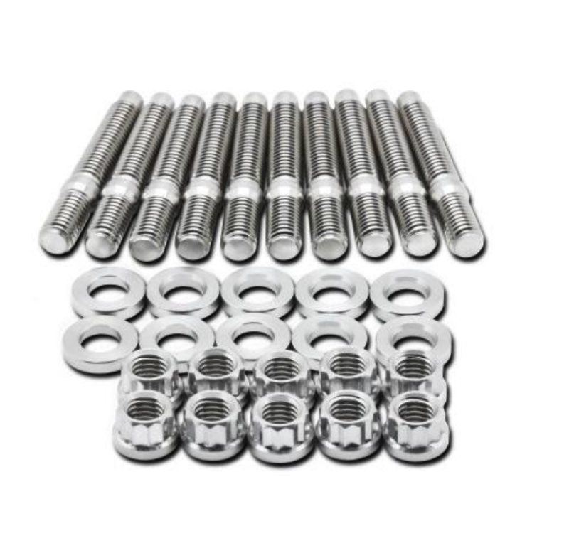 BLOX Racing SUS303 Stainless Steel Manifold Stud Kit M8 x 1.25mm 65mm in Length - 9-piece BLOX Racing