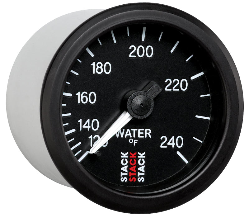 Autometer Stack 52mm 120-240 Deg F 1/2in Npt (M) Mechanical Water Temp Gauge - Black ST3108