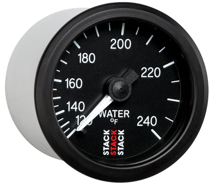 Autometer Stack 52mm 120-240 Deg F 1/2in Npt (M) Mechanical Water Temp Gauge - Black ST3108