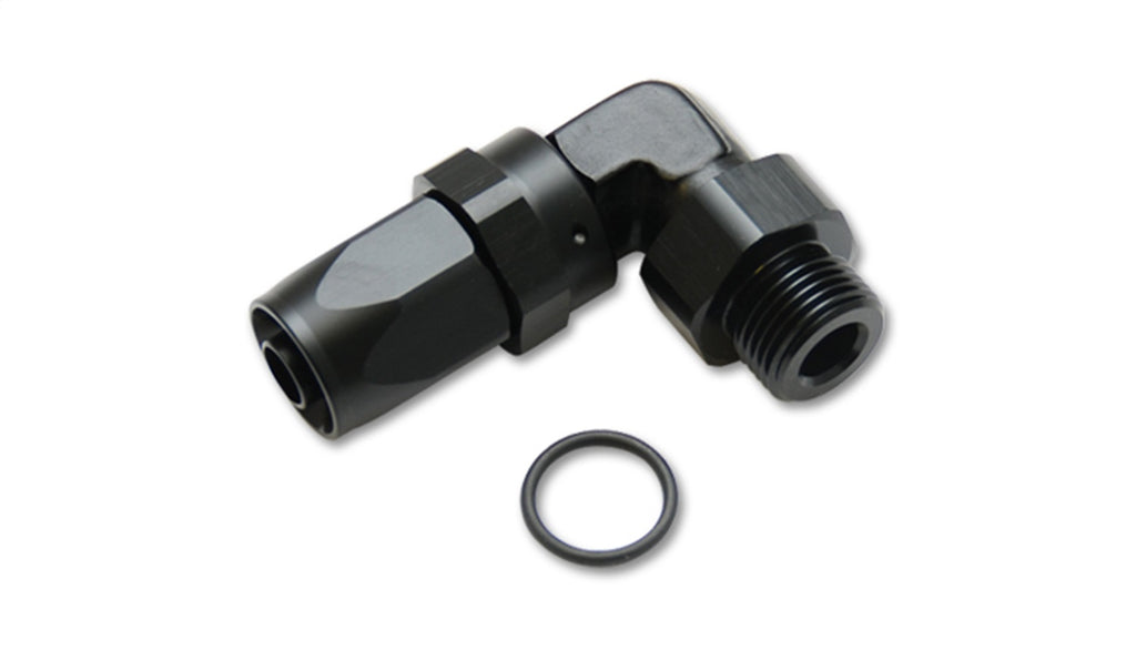 Vibrant -6AN Male Flare to Male -8AN ORB Swivel 90 Degree Adapter Fitting - Anodized Black - eliteracefab.com