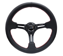 Load image into Gallery viewer, NRG Reinforced Sport Steering Wheel 350mm 3 Inch Deep Black Leather Red Stitching - eliteracefab.com