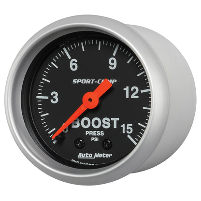 Autometer 2-1/16in 0-15 PSI Mechanical Sport-Comp Boost Pressure Gauge 3302