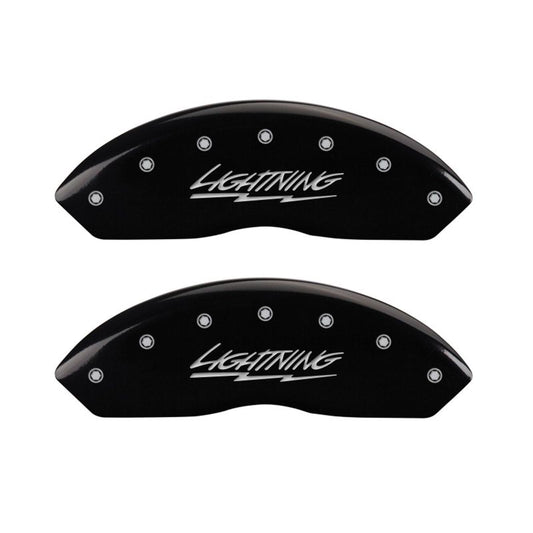 MGP 4 Caliper Covers Engraved Front & Rear Lightning Black finish silver ch MGP