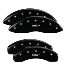 Load image into Gallery viewer, MGP 4 Caliper Covers Engraved Front &amp; Rear MGP Black Finish Silver Char 2015 Cadillac CTS