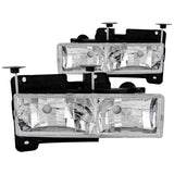 ANZO USA Chevrolet C1500 Crystal Headlights Chrome W/O Bulbs; 1988-1998