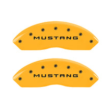 Load image into Gallery viewer, MGP 4 Caliper Covers Engraved Front Mustang Engraved Rear GT Yellow finish black ch MGP