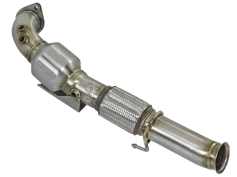 aFe Twisted Steel 3in. 304 SS Catted Series Downpipe 16-18 Ford Focus RS I4-2.3L (t) - eliteracefab.com