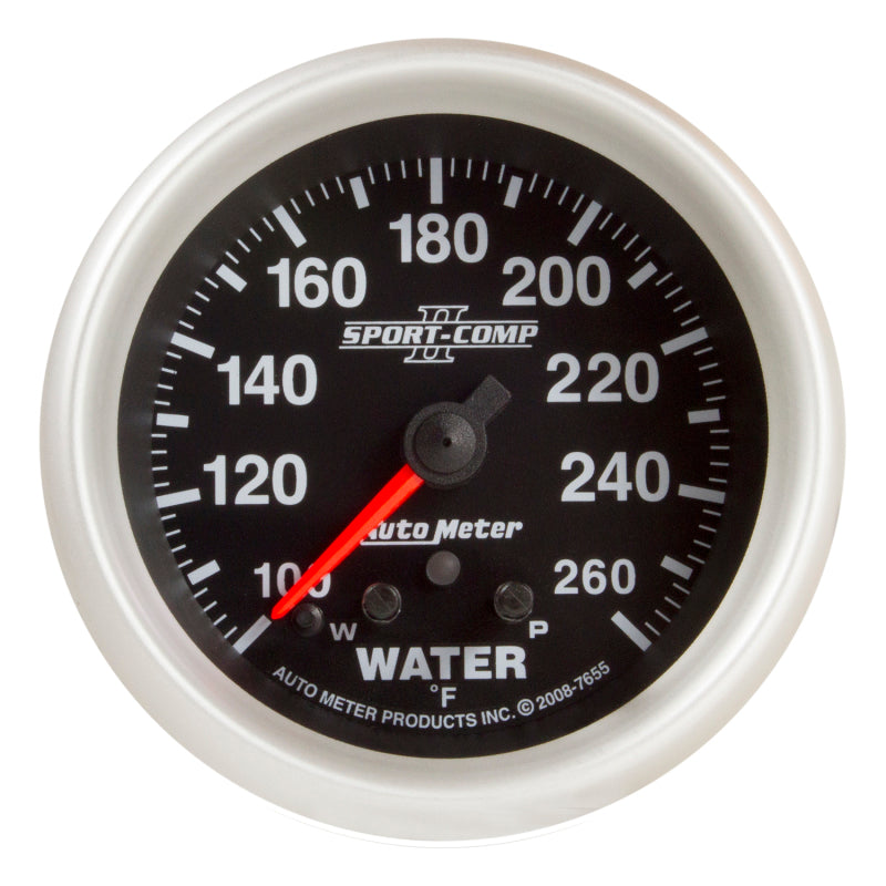 AutoMeter Gauge Water Temp 2-5/8in. 260 Deg. F Stepper Motor W/ Peak & Warn Sport-Comp II 7655