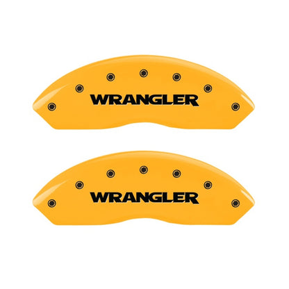 MGP 2 Caliper Covers Engraved Front Wrangler Yellow Finish Black Char 2006 Jeep Wrangler MGP