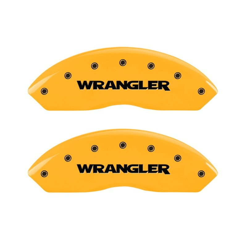 MGP 2 Caliper Covers Engraved Front Wrangler Yellow Finish Black Char 2006 Jeep Wrangler