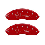 MGP 4 Caliper Covers Engraved Front & Rear Cursive/Cadillac Red finish silver ch