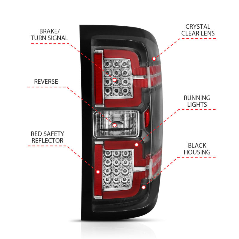 ANZO 2014-2018 Chevy Silverado 1500 LED Taillights Black - eliteracefab.com