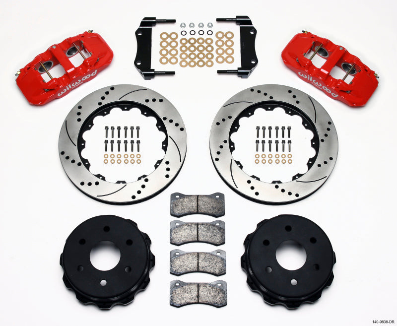 Wilwood AERO4 RearTruck Kit 14.25in Drill Red 1999-2010 GM 1500-SUV 2 Piston OE Caliper Wilwood