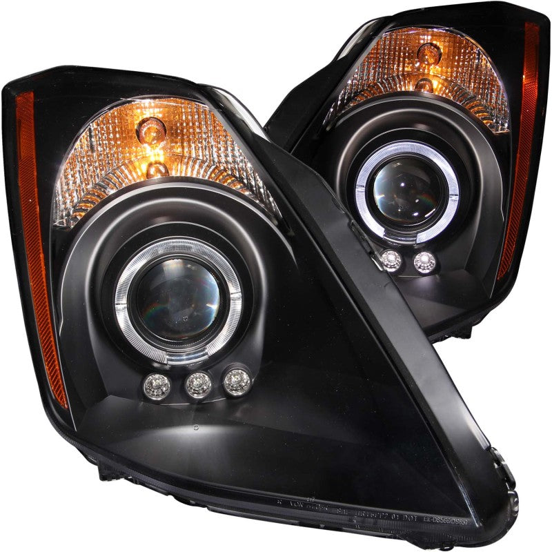 ANZO USA Nissan 350z Projector Headlights W/ Halo Black; 2003-2005 - eliteracefab.com