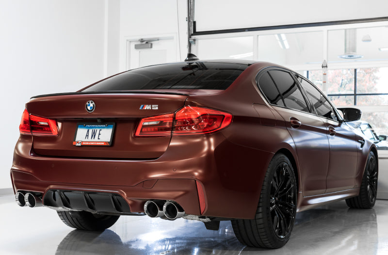 AWE Tuning 18-19 BMW M5 (F90) 4.4T AWD SwitchPath Axle-back Exhaust - Diamond Black Tips AWE Tuning