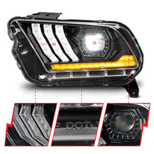 Load image into Gallery viewer, ANZO 13-14 Ford Mustang (w/ Factory HID/Xenon HL only) Projector Headlights w/Light Bar Black