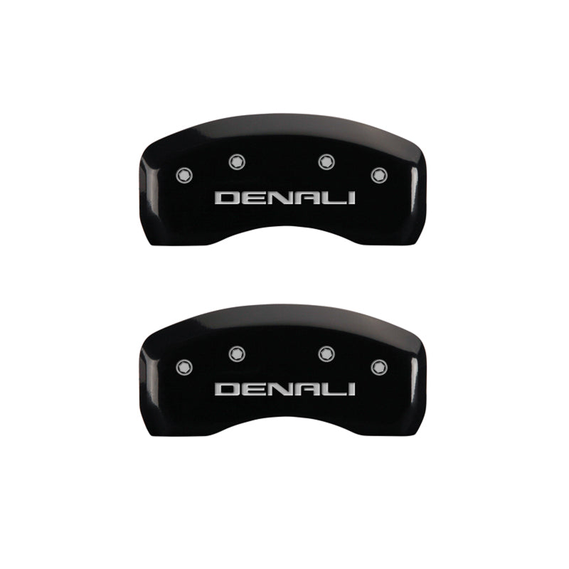 MGP 4 Caliper Covers Engraved Front & Rear Denali Black finish silver ch MGP