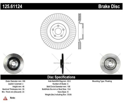 CENTRIC 16 FOCUS RS FRONT PREMIUM HIGH-CARBON ROTOR, 125.61124 - eliteracefab.com