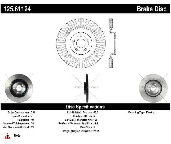 CENTRIC 16 FOCUS RS FRONT PREMIUM HIGH-CARBON ROTOR, 125.61124 - eliteracefab.com