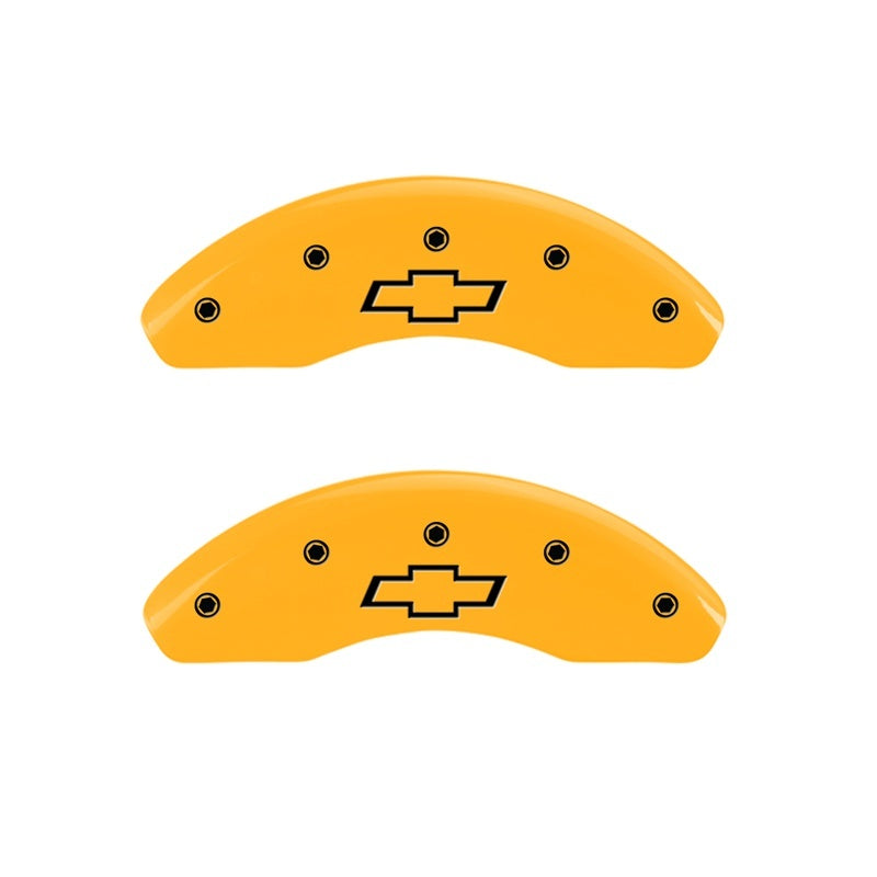 MGP 2 Caliper Covers Engraved Front Bowtie Yellow Finish Black Char 1999 Chevrolet Astro MGP
