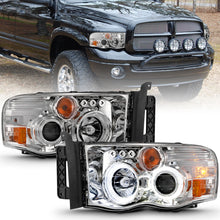 Load image into Gallery viewer, ANZO 2002-2005 Dodge Ram 1500 Projector Headlights w/ Halo Chrome Clear Amber - eliteracefab.com