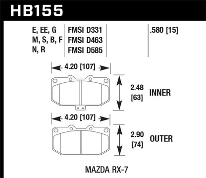 Hawk 1990-1990 Mazda RX-7 GXL (w/Elec Adjust Susp) HPS 5.0 Front Brake Pads - eliteracefab.com