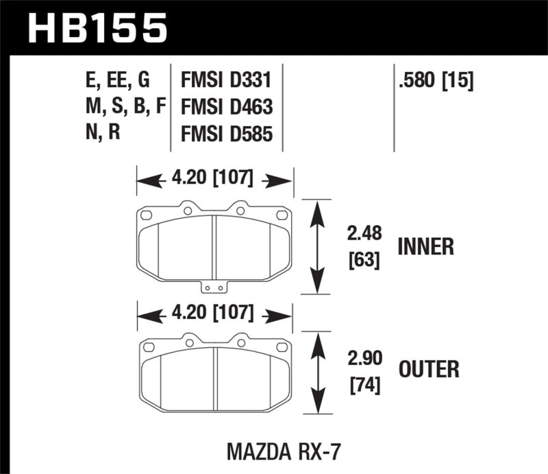 Hawk 86-95 Mazda RX-7 DTC-60 Race Front Brake Pads - eliteracefab.com