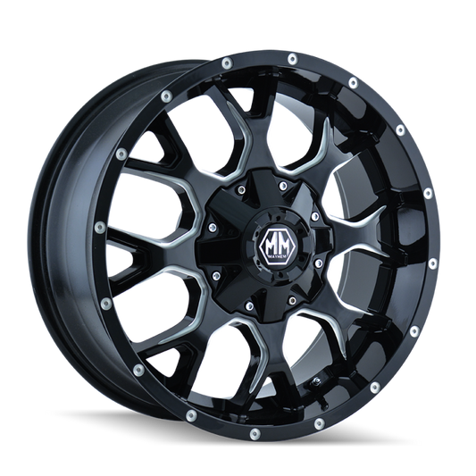Mayhem 8015 Warrior 17x9 / 5x114.3 BP / 18mm Offset / 87mm Hub Black w/ Milled Spokes Wheel Mayhem