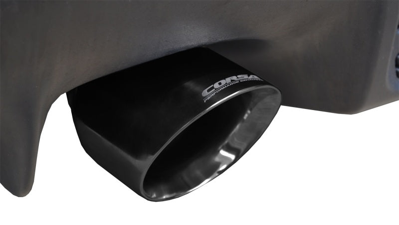 Corsa 08-14 Mitsubishi Lancer Evolution X Sedan 2.0L Black Sport Dual Rear Cat-Back Exhaust - eliteracefab.com