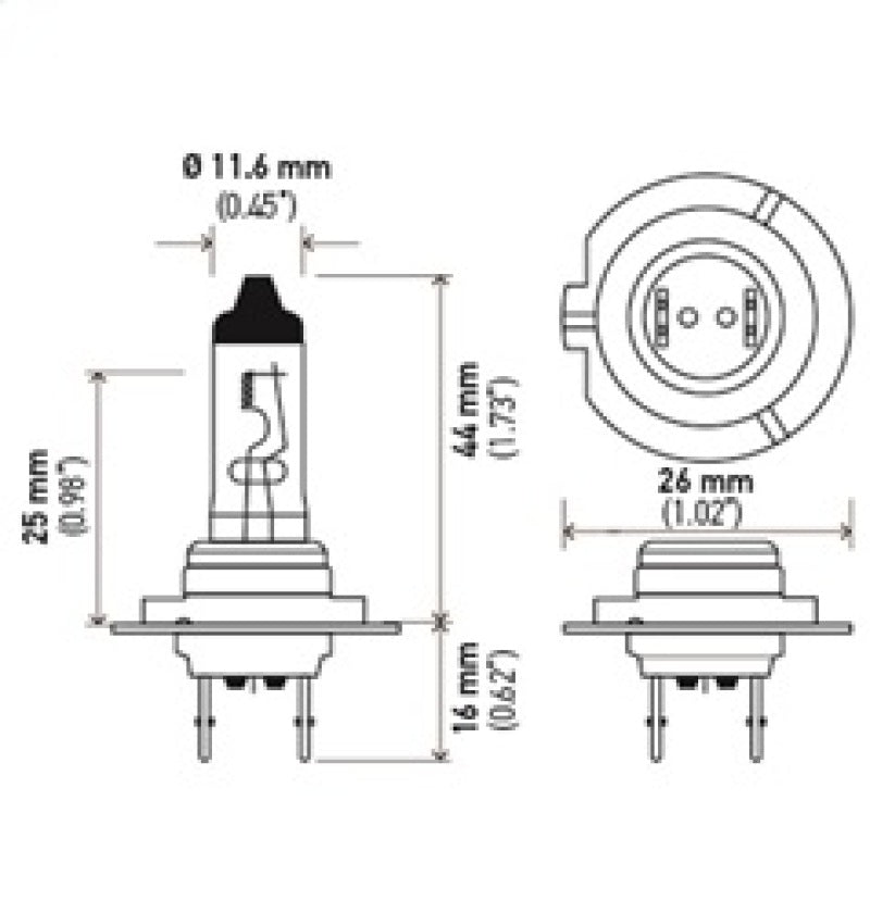 Hella H7 12V 55W PX26D HP 2.0 Halogen Bulbs - eliteracefab.com