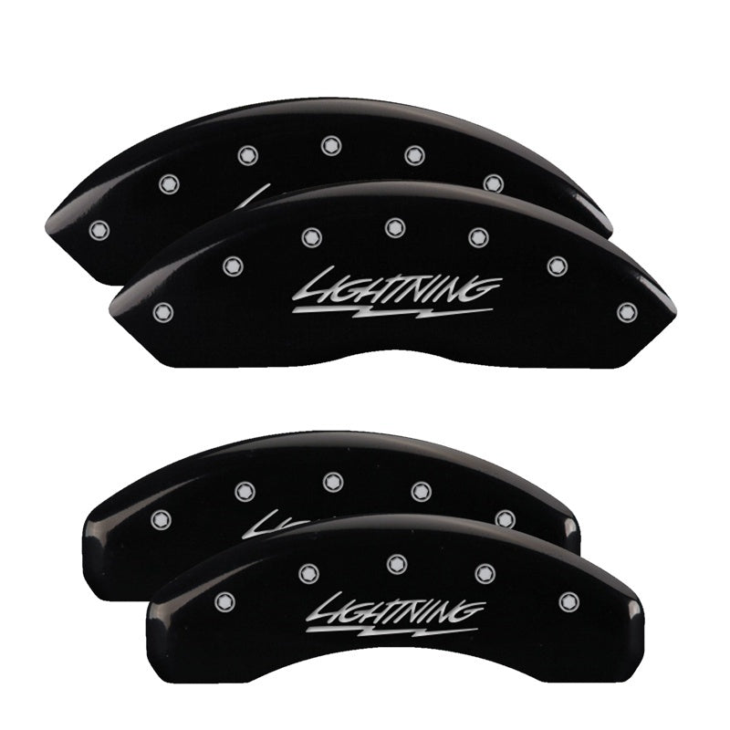 MGP 4 Caliper Covers Engraved Front & Rear Lightning Black finish silver ch MGP