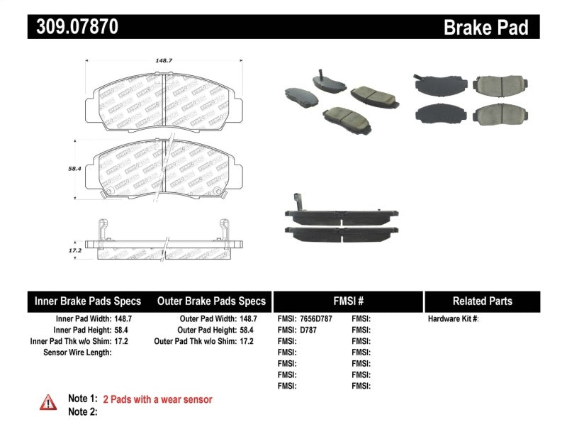 StopTech Performance 04-09 Acura TSX / 09 Accord V6 Coupe ONLY Front Brake Pads - eliteracefab.com