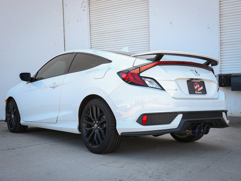 aFe Takeda 2.5in 304SS Cat-Back Exhaust System 17-20 Honda Civic SI Coupe L4-1.5L (t) - BL Flame Tip - eliteracefab.com