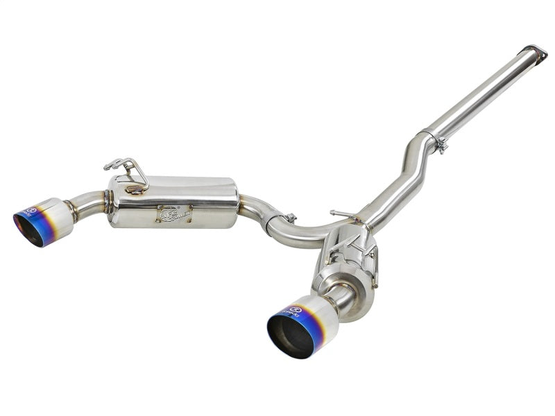 aFe Takeda 3in. to 2.5in. 304 SS C/B Exhaust 08-15 Mitsubishi EVO I4-2.0L (t) - Blue Flamed Tips aFe