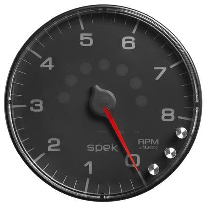 Autometer Spek-Pro Gauge Tachometer 5in 8K Rpm W/Shift Light & Peak Mem Black/Black P238328
