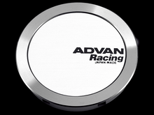 Load image into Gallery viewer, Advan 63mm Full Flat Centercap - White/Silver Alumite - eliteracefab.com