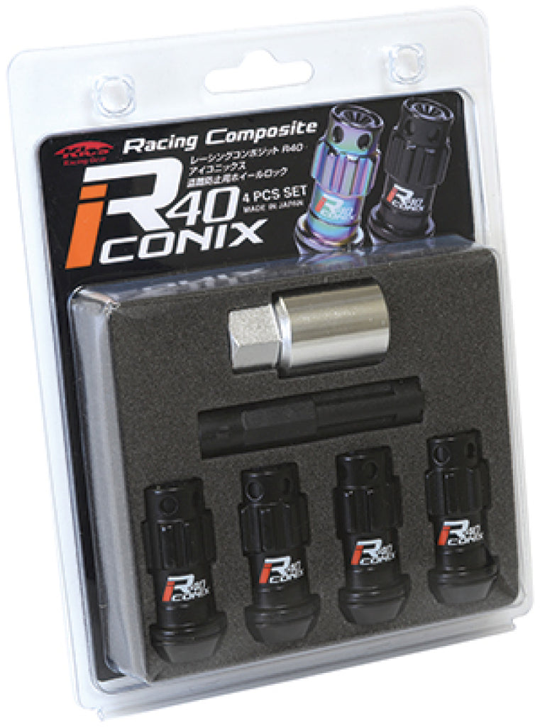 Project Kics 12X1.50 R40 Iconix Black Lug Nut Lock Set - 4 - eliteracefab.com