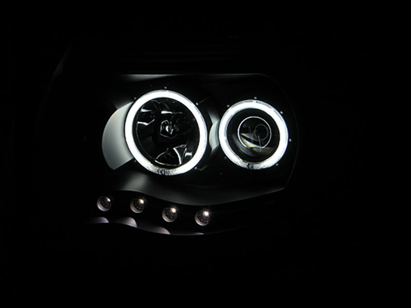 ANZO USA Toyota Tacoma Projector Headlights W/ Halo Black; 2005-2011 - eliteracefab.com