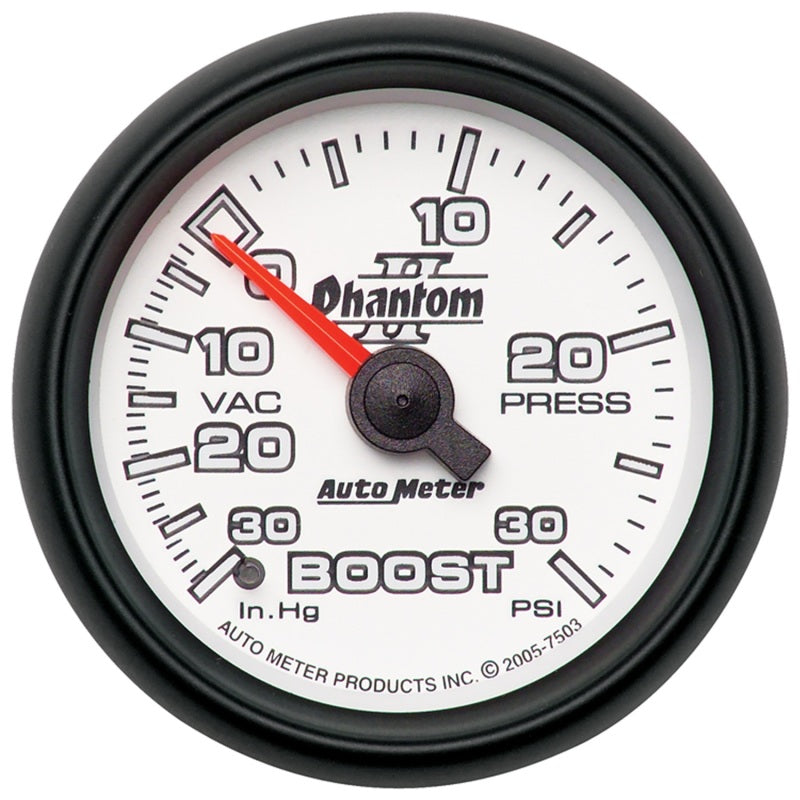 AutoMeter GAUGE; VAC/BOOST; 2 1/16in.; 30INHG-30PSI; MECHANICAL; PHANTOM II - eliteracefab.com