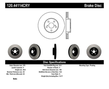Stoptech 01-05 Toyota Celica GT & GT-S/05-09 Scion tC Front CRYO-STOP Rotor Stoptech