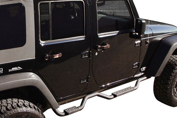 Rampage 2007-2018 Jeep Wrangler(JK) Unlimited Side Bar Drop Step Slimline - Black - eliteracefab.com